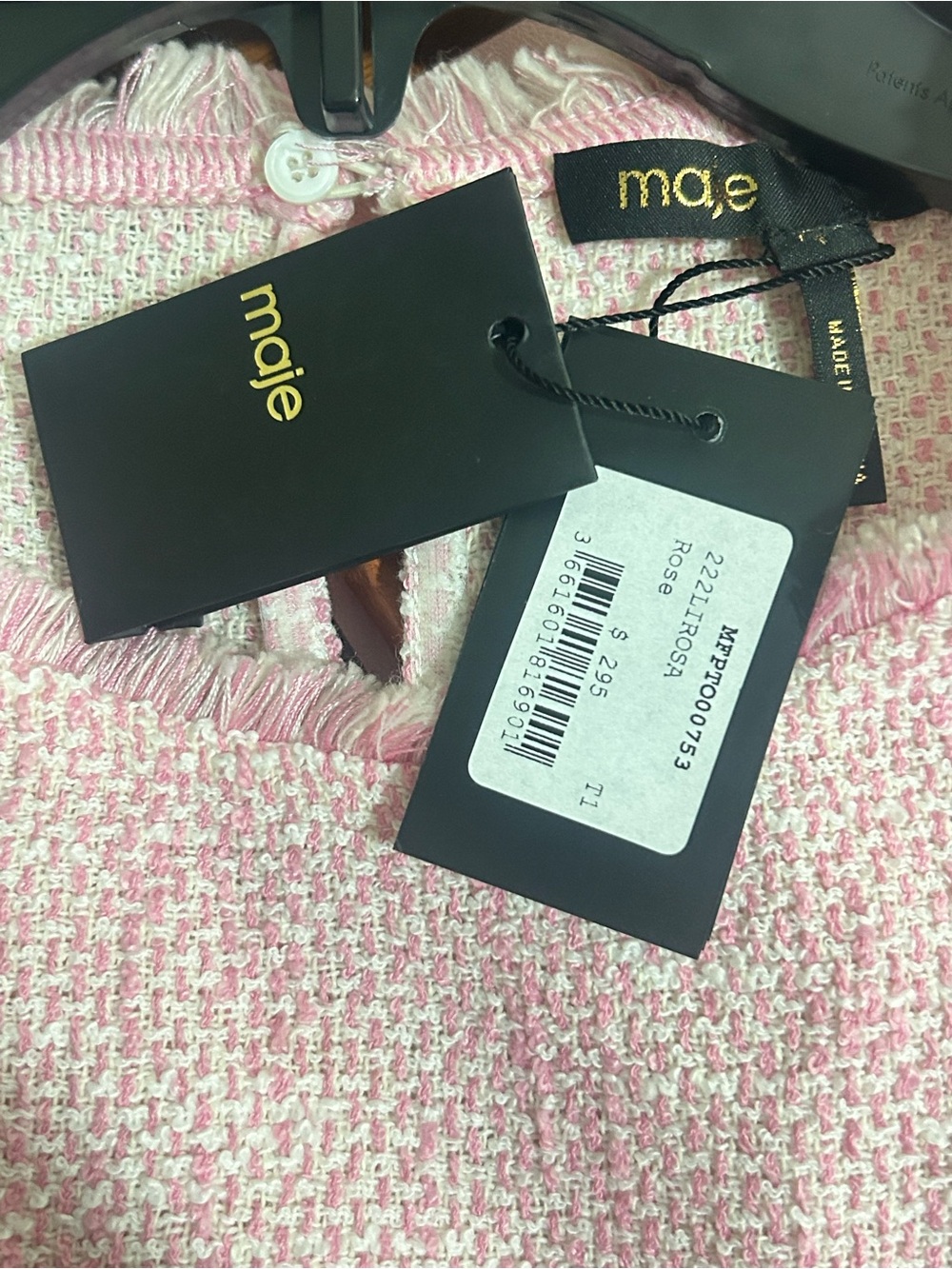 NWT Maje Pink Tweed Top - Picture 5 of 6